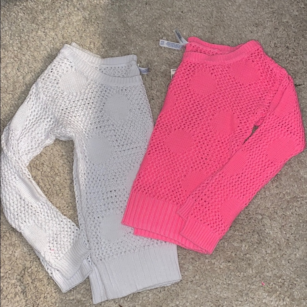 AEROPOSTALE | Pink and White Sweaters